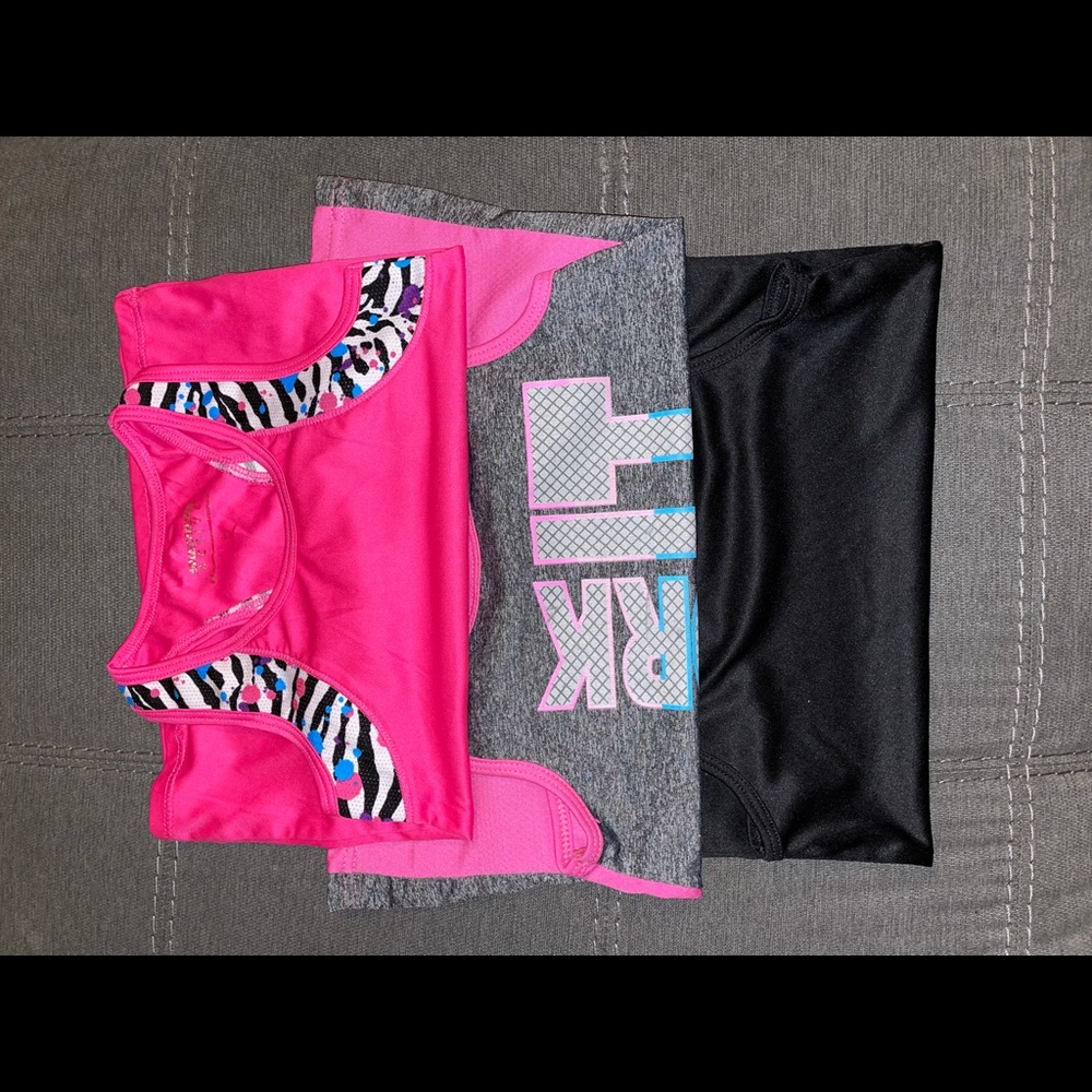 3 pair of girls racer back drifit shirts